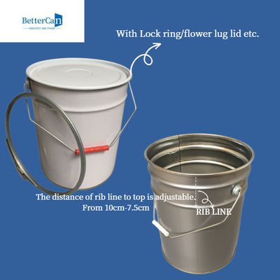 Ember Ember 20L Putih, Drum Baja 20 Liter yang Dapat Ditumpuk Dengan Pegangan Baja