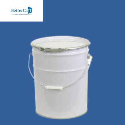 Ember Cat Logam Bulat 20L Eksterior Putih Dengan Penutup Logam