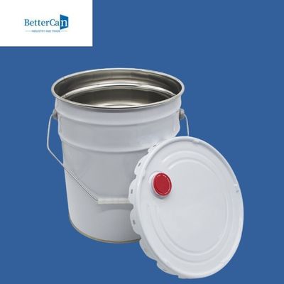 Ember Cat Logam Bulat 20L Eksterior Putih Dengan Penutup Logam