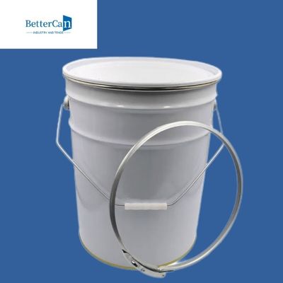 Ember Cat Logam Bulat 20L Eksterior Putih Dengan Penutup Logam