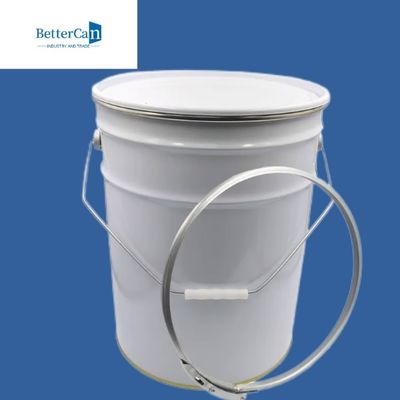 Welding Coating White Paint Bucket, 5 Metal Bucket Dengan Iron Lock Ring