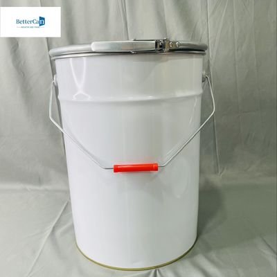 5 Gallon Tin Bucket With Lock Ring White Coated Printing CMYK 20 Liter Paket OEM