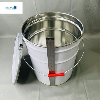 5 Gallon Tin Bucket With Lock Ring White Coated Printing CMYK 20 Liter Paket OEM