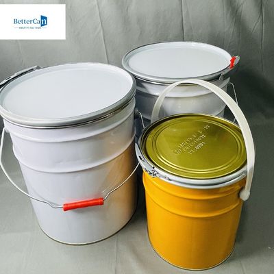 0.35mm Putih Lapisan Ember Logam Dengan Handle 5 Liter Lock Ring Bucket