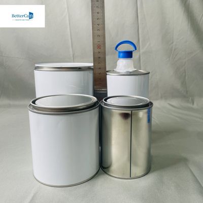 0.28mm Ketebalan Cat Putih Bulat Kaleng Kaleng Dengan Tutup Segitiga 1 Liter Square Kosong Kaleng