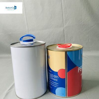 Air Tight 1 Liter Cat Tin Can With Plastic Cap Cetakan kecil CMYK